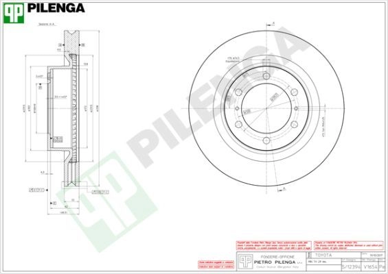Тормозной диск PILENGA UO3K Y V1654 2363963
