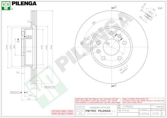 Тормозной диск PILENGA 2363967 V170 92 X0P изображение 0