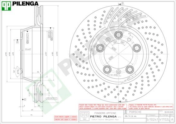 Тормозной диск PILENGA 2363970 V1702L A ZWIR