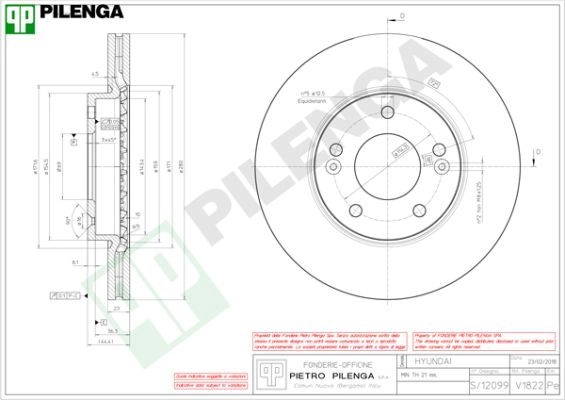Тормозной диск PILENGA 2363994 V1822 DGL MW изображение 0