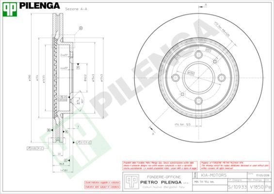 Тормозной диск PILENGA V1850 2363997 VM SNA3 изображение 0