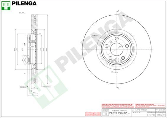 Тормозной диск PILENGA V1877 1440598217 Z NKVHF изображение 0