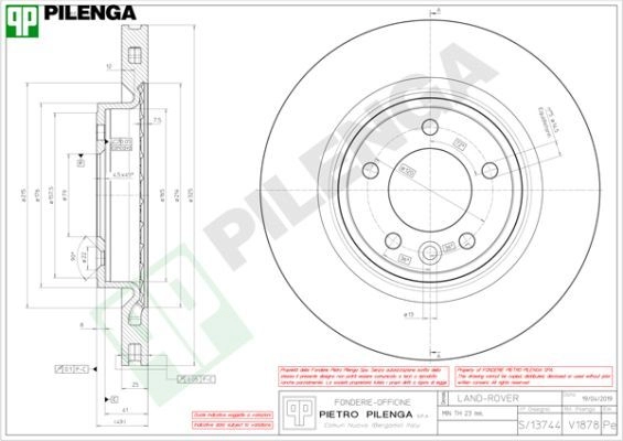 Тормозной диск PILENGA V1878 1440598218 A THWQ40 изображение 0