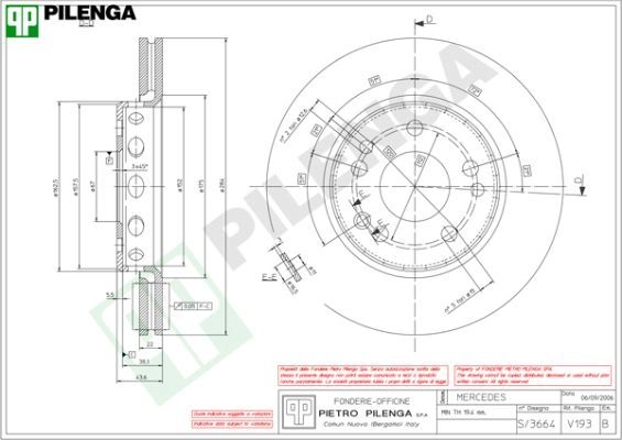 Тормозной диск PILENGA E8RZX B0 2364014 V193 изображение 0