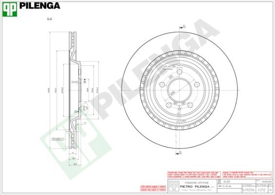 Тормозной диск PILENGA 2364033 5 KTWBOY V212