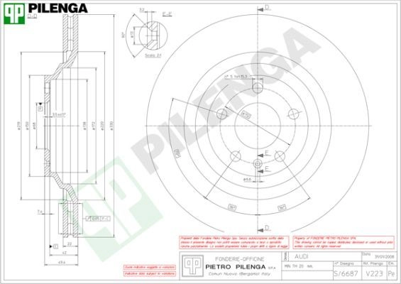 Тормозной диск PILENGA 5 FSQI V223 2364043