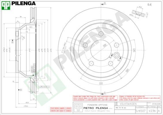 Тормозной диск PILENGA V236 S 3Y1A 2364056 изображение 0