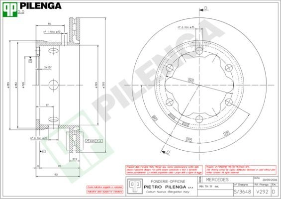 Тормозной диск PILENGA 2364102 3B2 5A V292