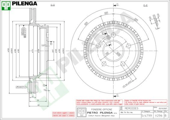 Тормозной диск PILENGA 2364106 BCHE 92 V296