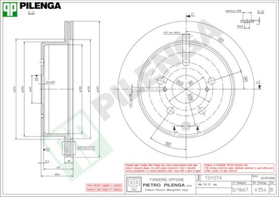 Тормозной диск PILENGA 2364154 V354 NW6B S изображение 0