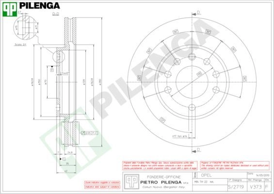 Тормозной диск PILENGA V373 2364171 6I3N EO изображение 0