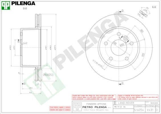 Тормозной диск PILENGA SI Q1GHT 2364226 V431 изображение 0