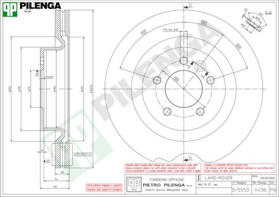 Тормозной диск PILENGA 2364230 IBW 17 V436 изображение 0