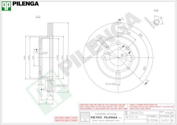 Тормозной диск PILENGA 2364244 V451 MF S5VR изображение 0