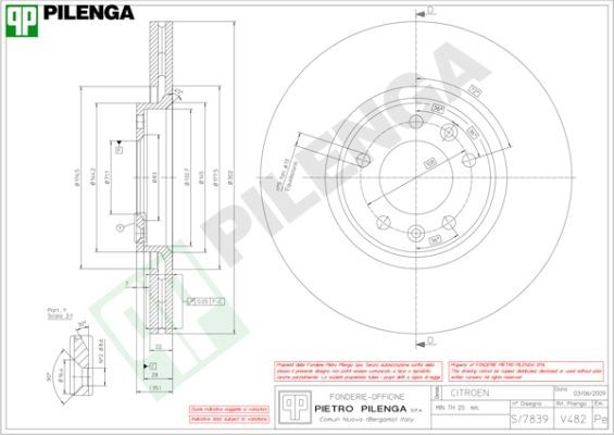 Тормозной диск PILENGA V482 O3TU S 2364264 изображение 0