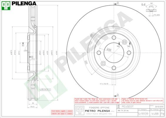 Тормозной диск PILENGA 2364269 6RT47S E V488