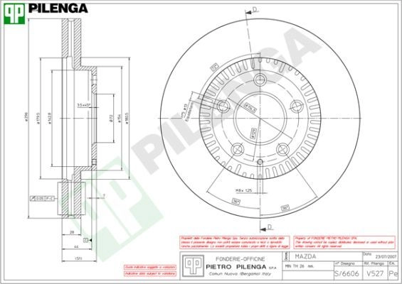 Тормозной диск PILENGA V527 2364303 SFN7 BS изображение 0