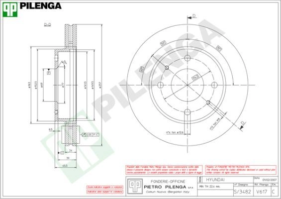 Тормозной диск PILENGA 2364391 V617 YY 4KF изображение 0