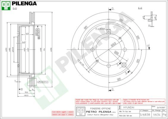 Тормозной диск PILENGA NSEZZ R V634 2364407 изображение 0