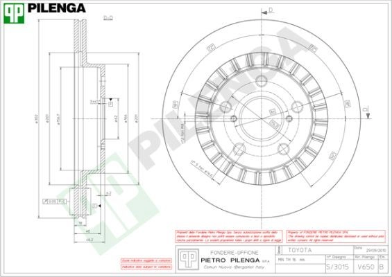 Тормозной диск PILENGA 2364423 V650 NJ8 14 изображение 0