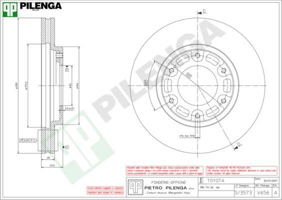 Тормозной диск PILENGA V656 6 SSDG 2364428 изображение 0