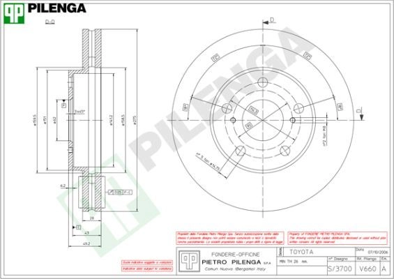 Тормозной диск PILENGA V660 WEK RD6 2364432 изображение 0
