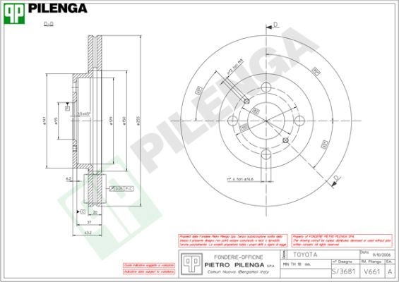 Тормозной диск PILENGA ZCAS B V661 2364433 изображение 0