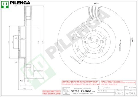 Тормозной диск PILENGA K9R 60 V675R 2364446 изображение 0