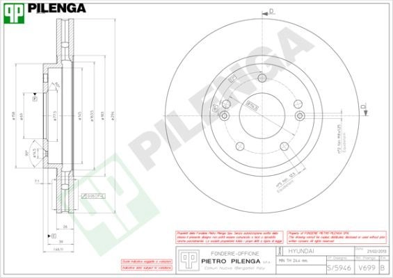 Тормозной диск PILENGA 2364470 SE XKG V699 изображение 0