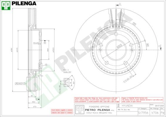 Тормозной диск PILENGA D35E MF 2364475 V706