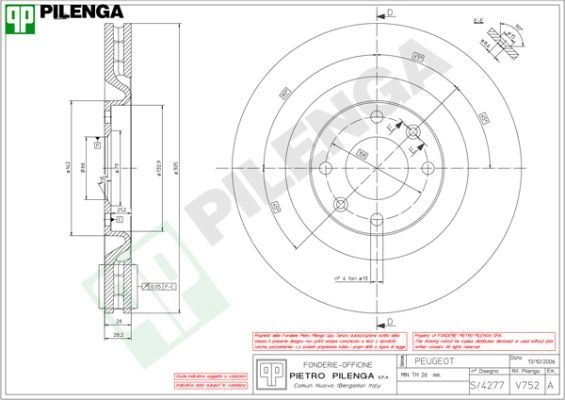 Тормозной диск PILENGA WNNQ M V752 2364517 изображение 0