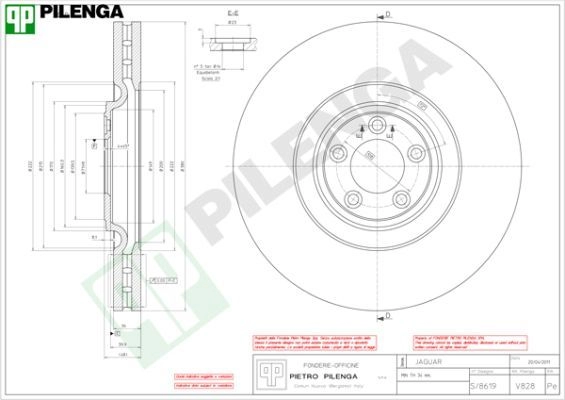 Тормозной диск PILENGA 63 YTK8G V828 2364588 изображение 0