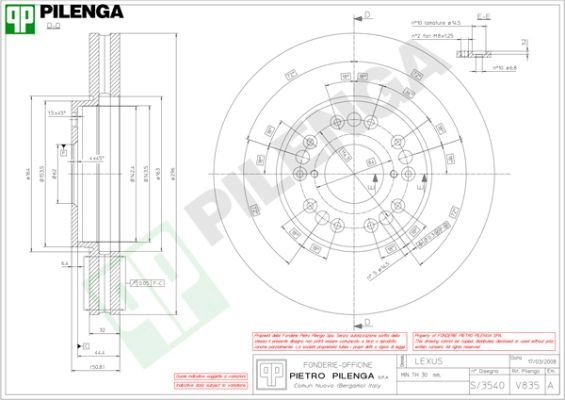 Тормозной диск PILENGA V835 2364594 G X4NU изображение 0