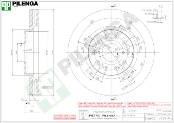 Тормозной диск PILENGA FN 9856P 2364597 V839