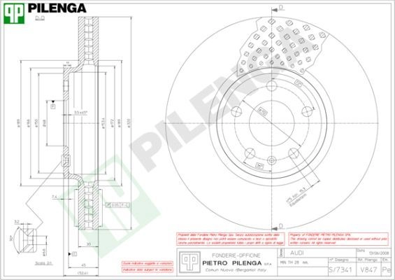 Тормозной диск PILENGA A38T X V847 2364605