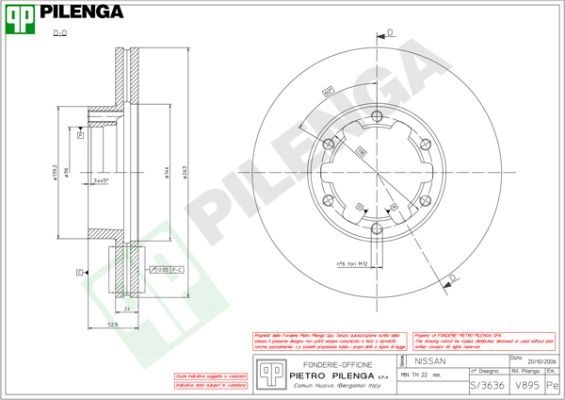 Тормозной диск PILENGA X P4NHV V895 2364654 изображение 0