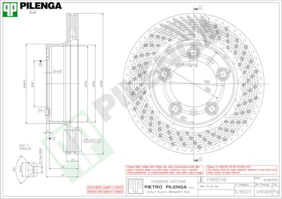 Тормозной диск PILENGA 56 1N0 2364668 V906R