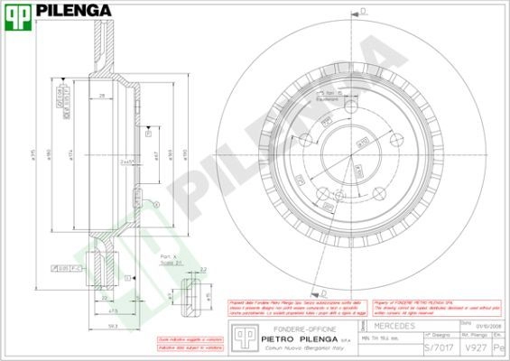 Тормозной диск PILENGA V927 NDW U0UN 2364687 изображение 0