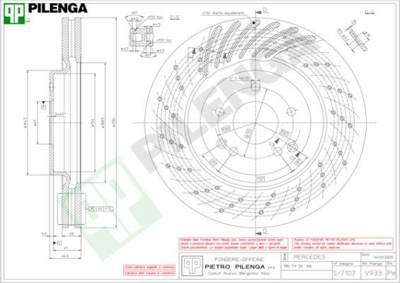 Тормозной диск PILENGA 2364693 V933 4R9 R7D