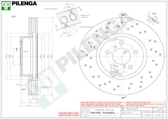 Тормозной диск PILENGA V938 A 6DZY 2364698