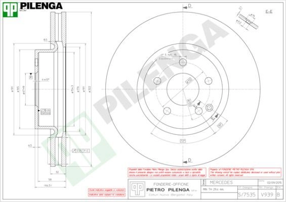Тормозной диск PILENGA O2U1 4V9 2364699 V939