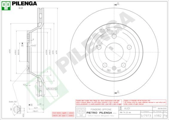 Тормозной диск PILENGA SJKJ V V982 2364740