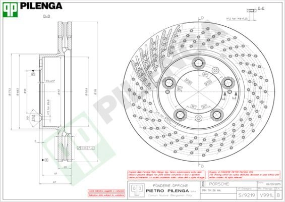 Тормозной диск PILENGA 6D7Y SWW V991L 2364749 изображение 0