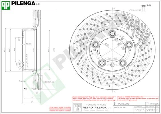 Тормозной диск PILENGA 2364750 I1NA 8M V991R изображение 0