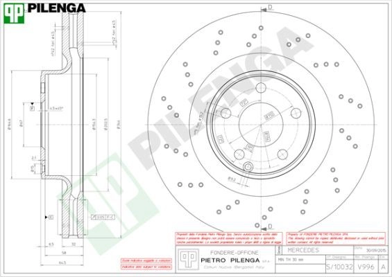 Тормозной диск PILENGA 2364755 K6M AM V996 изображение 0