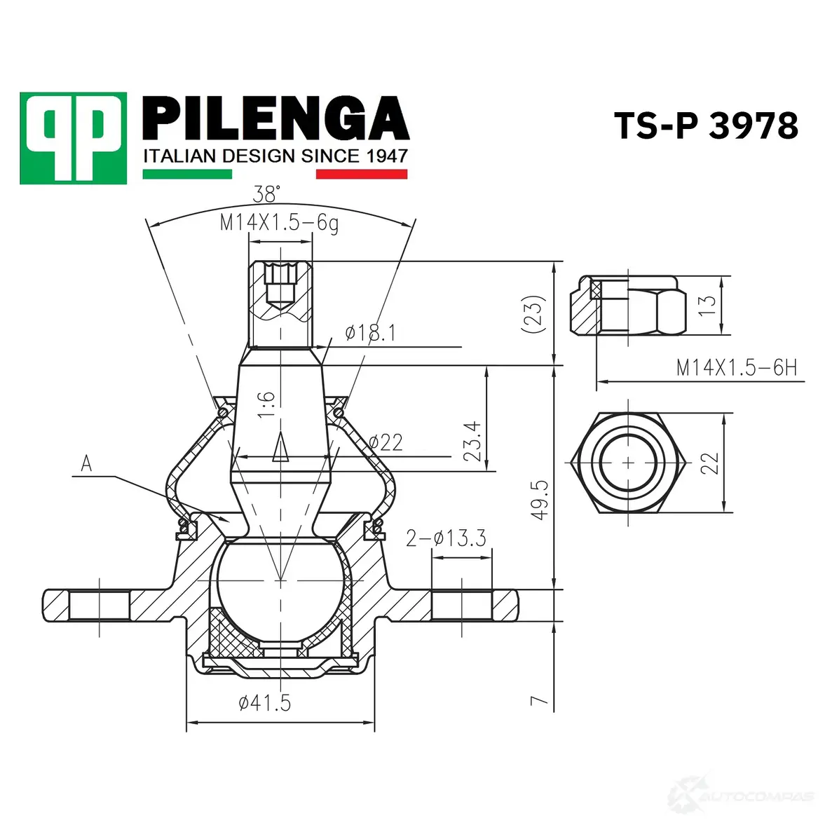 Опора шаровая рычага подвески PILENGA TSP3978 1440664949 UJNWF D