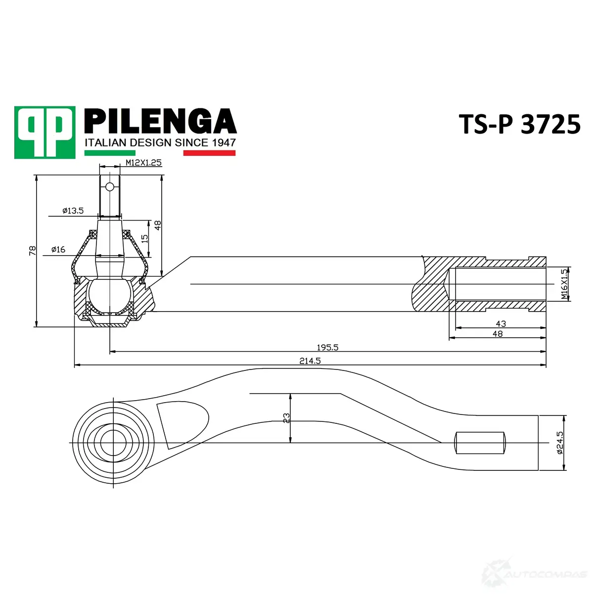 Наконечник тяги рулевой, левый PILENGA 1440664980 TSP3725 9UW H0H изображение 0