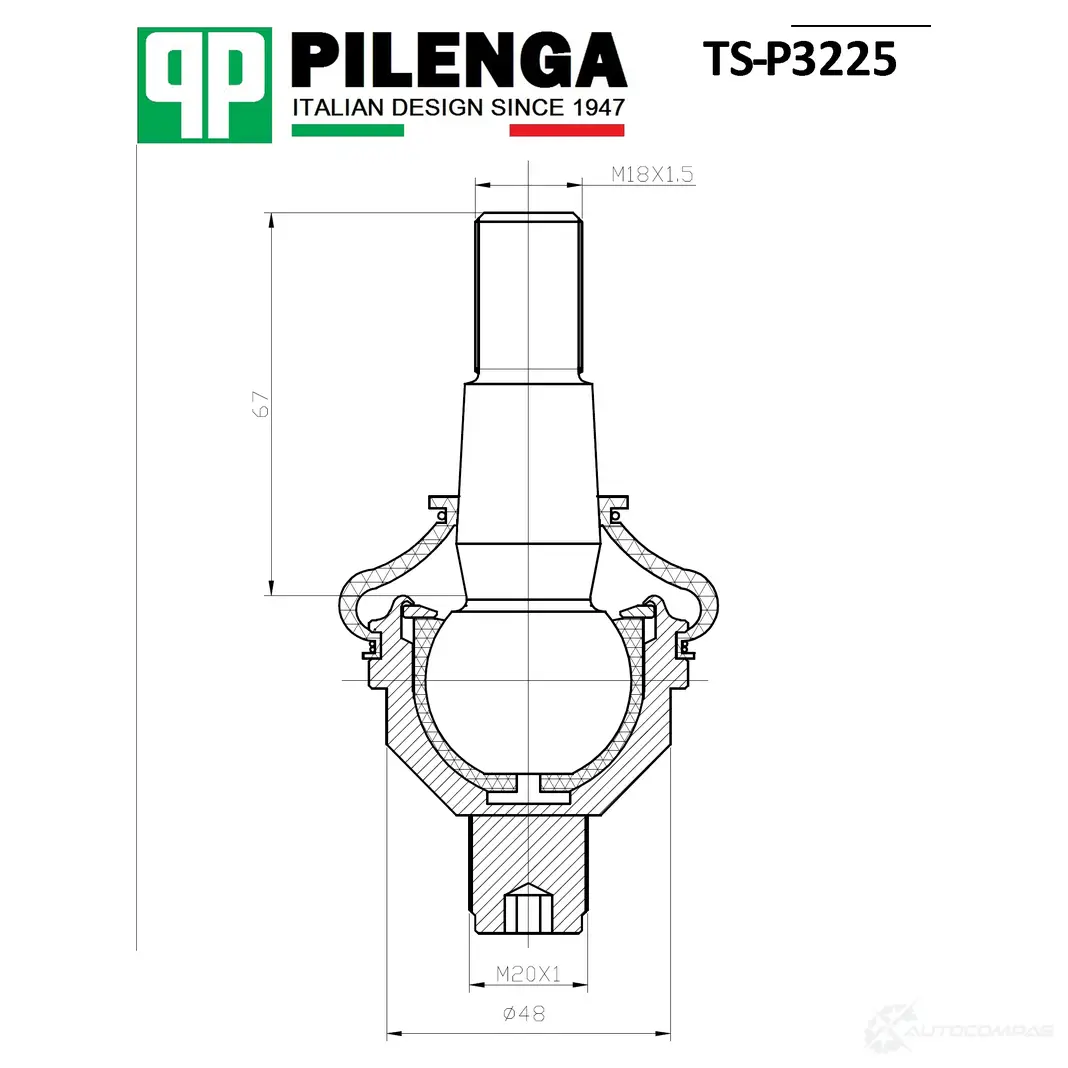 Опора шаровая рычага подвески PILENGA TSP3225 1440664986 WGBUC F