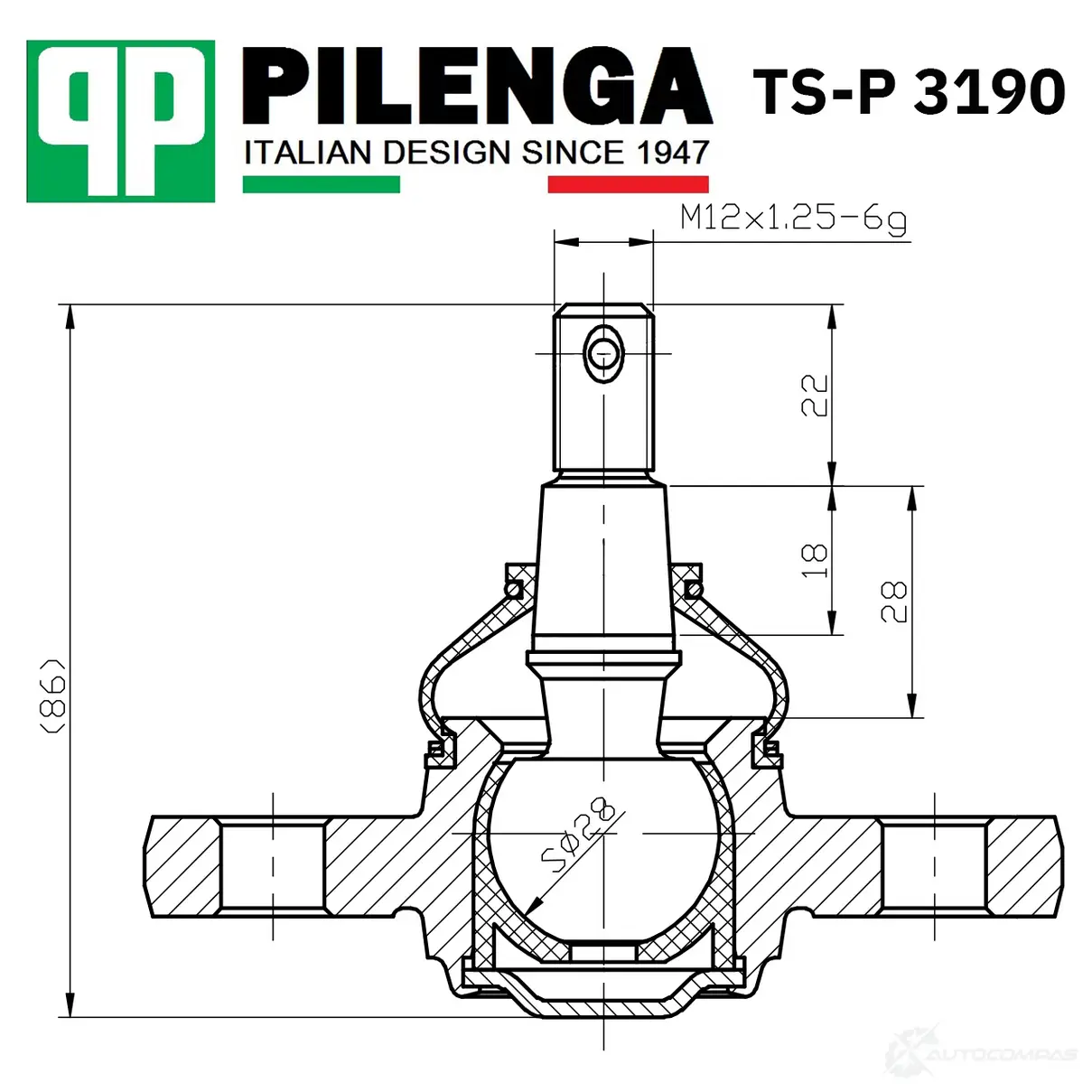 Опора шаровая рычага подвески PILENGA T8C4V I TSP3190 1440664989