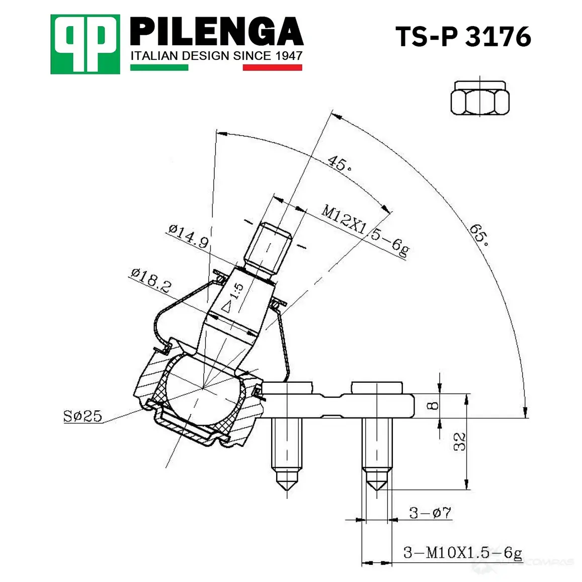 Опора шаровая рычага подвески, левая PILENGA JGFN 9 TSP3176 1440664996